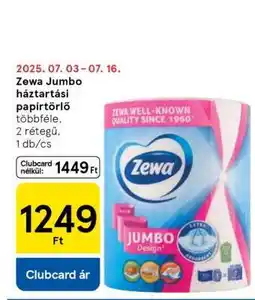 Tesco Zewa Jumbo háztartási papírtörlő ajánlat