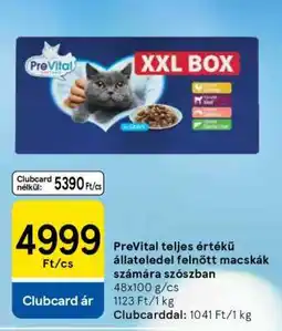 Tesco PreVital teljes értékű állateledel felnőtt macskák számára szószban ajánlat