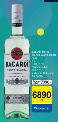 Tesco Bacardí Carta Blanca vagy Spiced rum ajánlat