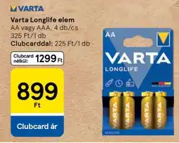 Tesco Varta Longlife elem ajánlat