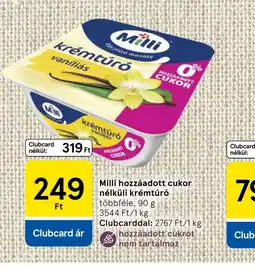 Tesco Milli hozzáadott cukor nélküli krémtúr ajánlat