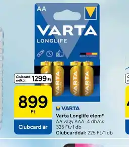 Tesco Varta Longlife elem ajánlat