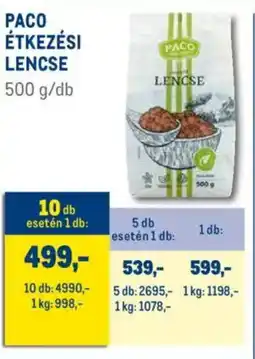 Metro Paco étkezési lencse ajánlat