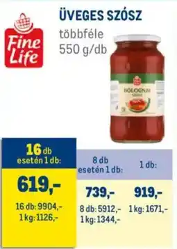Metro Fine Life üveges szósz ajánlat