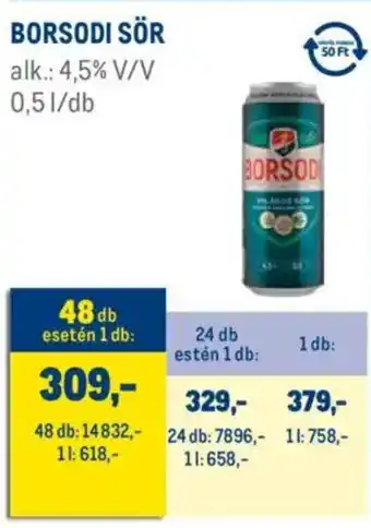 Metro Borsodi sör ajánlat