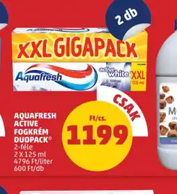 PENNY Aquafresh Active Fogkrém Duopack ajánlat