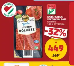 PENNY Karát Gyulai Vékonykolbász ajánlat