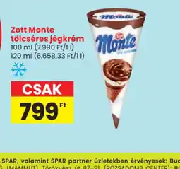 Spar Zott Monte tölcséres jégkrém ajánlat
