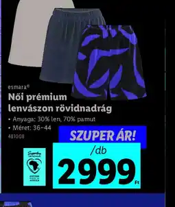 Lidl Esmara Női prémium lenvászon rövidnadrág ajánlat