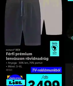 Lidl esmara Men Férfi prémium lenvászon rövidnadrág ajánlat