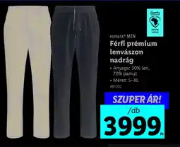 Lidl Esmara Men Férfi prémium lenvászon nadrág ajánlat