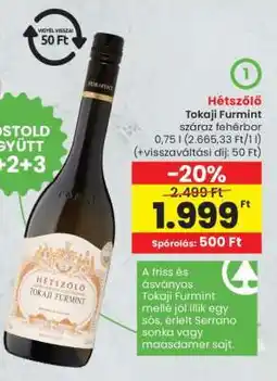 Spar Hétszőlő Tokaji Furmint ajánlat