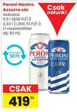 Spar Peroni Nastro Azzurro sör ajánlat