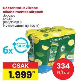 Spar Gösser Natur Zitrone alkoholmentes sörpack ajánlat