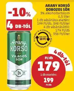 PENNY Arany Korsó Dobozos Sör ajánlat