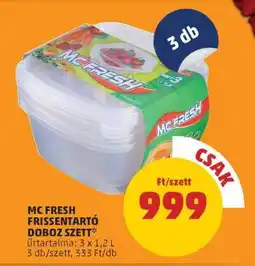 PENNY MC FRESH FRISSENTARTÓ DOBOZ SZETT ajánlat