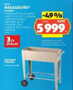ALDI BELAVI MAGASÁGYÁS kerékkel ajánlat