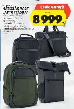 ALDI LS Live in Style hátizsák vagy laptoptáska ajánlat