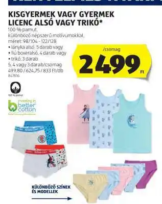 ALDI Kisgyermek vagy gyermek licenc alsó vagy trikó ajánlat