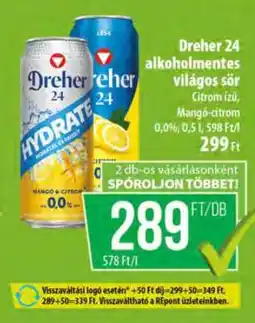 Coop Dreher 24 alkoholmentes világos sör ajánlat