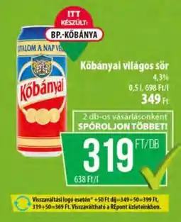 Coop KŐBÁNYAI Világos sör ajánlat