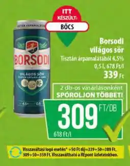 Coop BORSODI Világos sör ajánlat