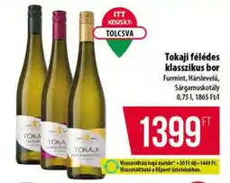 Coop Tokaji félédes klasszikus bor ajánlat