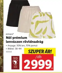 Lidl Esmera Női prémium lenvászon rövidnadrág ajánlat