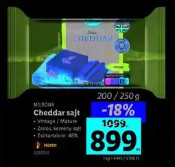Lidl MILBONA Cheddar sajt ajánlat