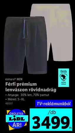 Lidl Esmara MEN Férfi prémium lenvászon rövidnadrág ajánlat
