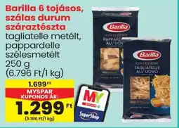 Spar Barilla 6 tojásos, szálas durum száraztészta ajánlat