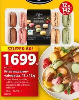 Lidl DELUXE Friss macaron-válogatás, 12 x 12 g ajánlat
