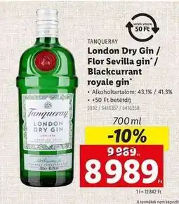 Lidl Tanqueray London Dry Gin / Flor Sevilla gin / Blackcurrant royale gin ajánlat