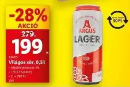 Lidl ARGUS Világos sör, 0,5l ajánlat