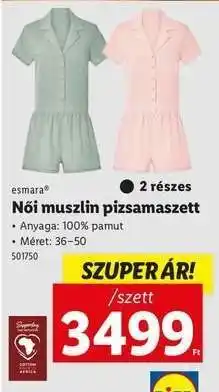 Lidl esmara Női muszlin pizsamaszett ajánlat