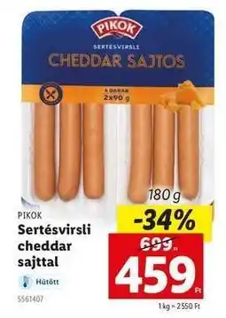 Lidl PIKOK Sertésvirsli cheddar sajttal ajánlat
