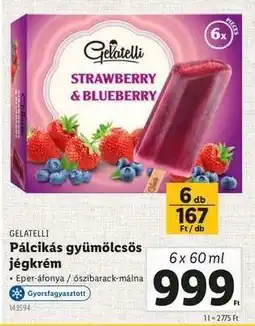 Lidl GELATELLI Pálcikás gyümölcsös jégkrém ajánlat
