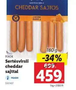Lidl Pikok Sertésvirslis cheddar sajttal ajánlat