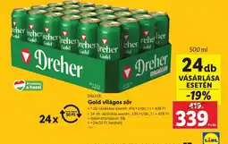 Lidl Dreher Gold világos sör ajánlat
