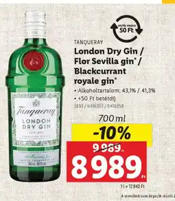 Lidl Tanqueray London Dry Gin / Flor Sevilla gin / Blackcurrant royale gin ajánlat