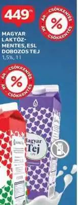 Auchan Magyar laktózmentes, ESL dobozos tej ajánlat