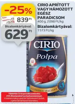 Auchan CIRIO APRÍTOTT VAGY HÁMOZOTT EGÉSZ PARADICSOM ajánlat