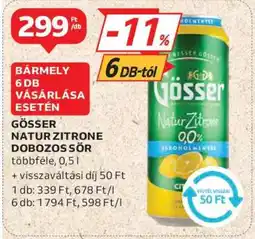 Auchan Gösser Natur Zitrone Dobozos Sör ajánlat