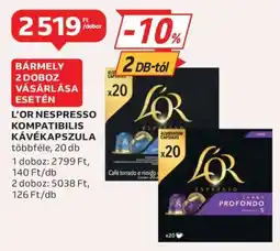 Auchan L'OR Nespresso kompatibilis kávékapszula ajánlat