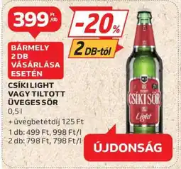Auchan Csíki Light vagy Tiltott Üveges Sör ajánlat