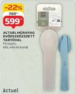 Auchan ACTUEL MŰANYAG EVŐESZKÖZKÉSZLET TARTÓVAL ajánlat