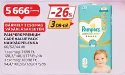 Auchan Pampers Premium Care Value Pack Nadrágpelenka ajánlat