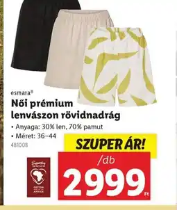 Lidl Esmara Női Prémium Lenvászon Rövidnadrág ajánlat