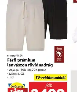 Lidl Esmara Men Férfi Prémium Lenvászon Rövidnadrág ajánlat