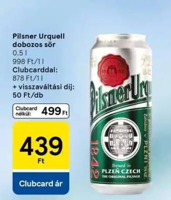Tesco Pilsner Urquell Dobozos Sör ajánlat